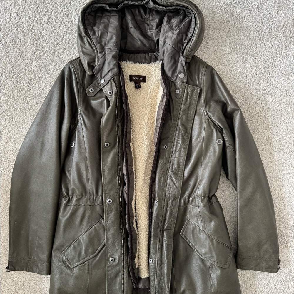 Danier Olive Parka with Faux Fur Lining - Picture 7 of 9